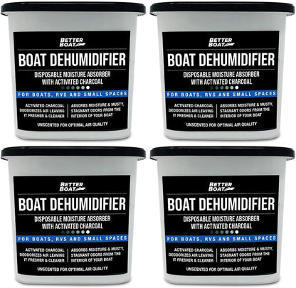 Moisture Absorber with Activated Charcoal Dehumidifier Bucket, Unscented Odor Absorber for Closet Basement Bathroom Boat RV, Disposable No Refill - Better Boat