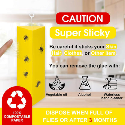 12 Pack Sticky Fly Traps, Fly Traps Outdoor/Indoor, Fly Stick, Fruit Fly Trap, Flying Insect Catcher Gnat Trap Killer for Flying Plant Insect Such as Mosquitos, Aphids, Leafminers, Fungus Gnats
