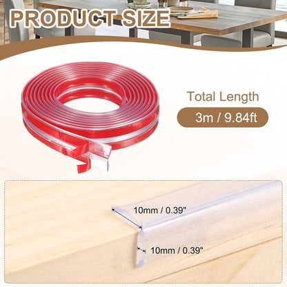 uxcell Edge Protector, 6.6ft (2M) x 0.4" (10MM) Clear Furniture Corner Guard PVC Strong Adhesive Proofing Edge Safety Bumpers with 4 Corners Guards for Table Cabinets