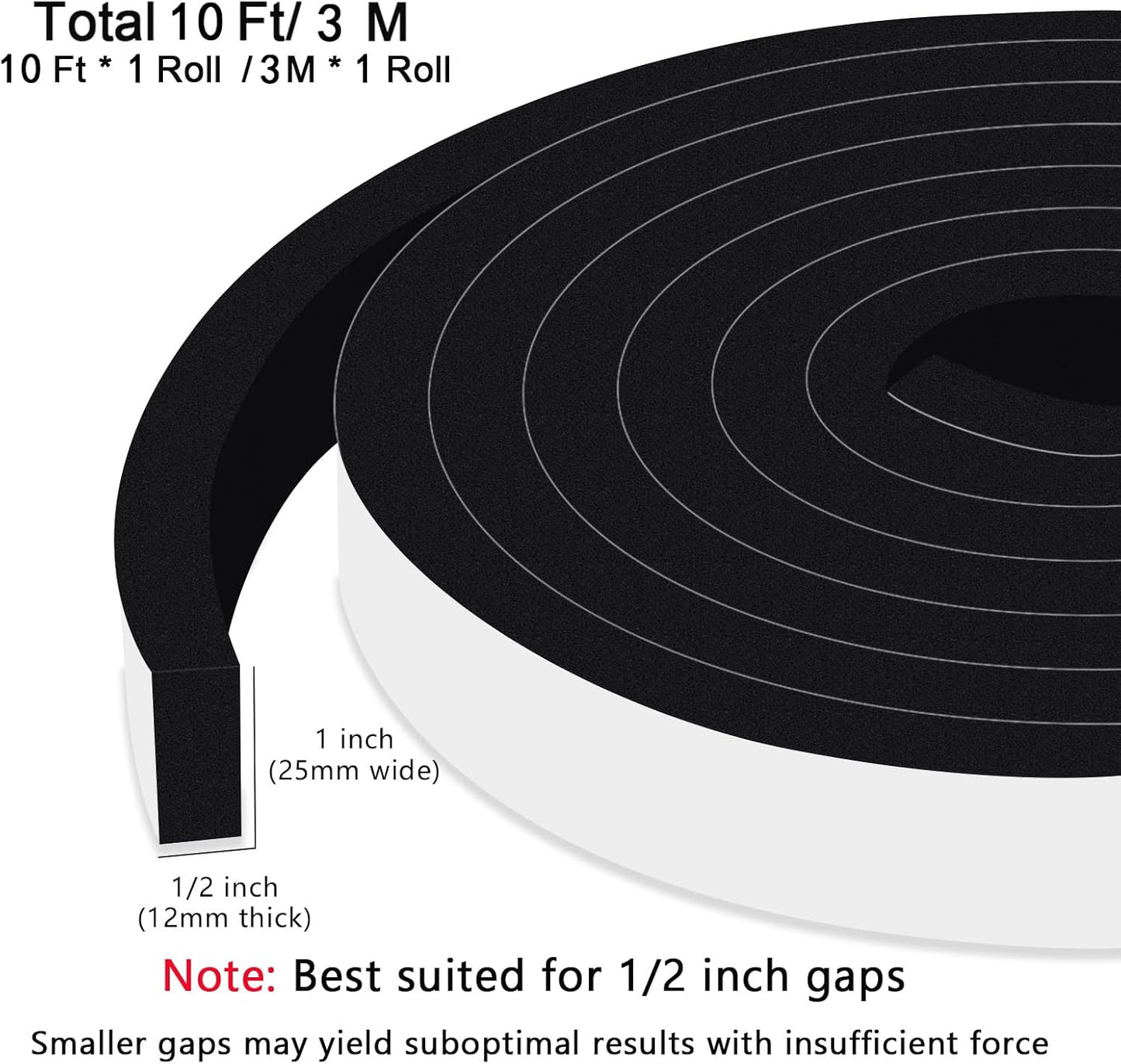 Strong Adhesive Weather Stripping, High Density Weatherproof Weather Stripping Door Seal Strip for Sliding Door, Windows,Noise-Reduction Foam Sealing Strip, White(1/2 in x 1/4 in x 13Ft) - Colors B