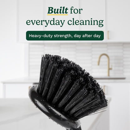 Cuisinart Dish Brush with Handle 2 Pack – Kitchen Scrub Brush for Dishes, Pots & Pans, Non-Scratch Dish Scrubber, Firm Bristles for Sink & Cookware, Comfortable Grip for Everyday Cleaning