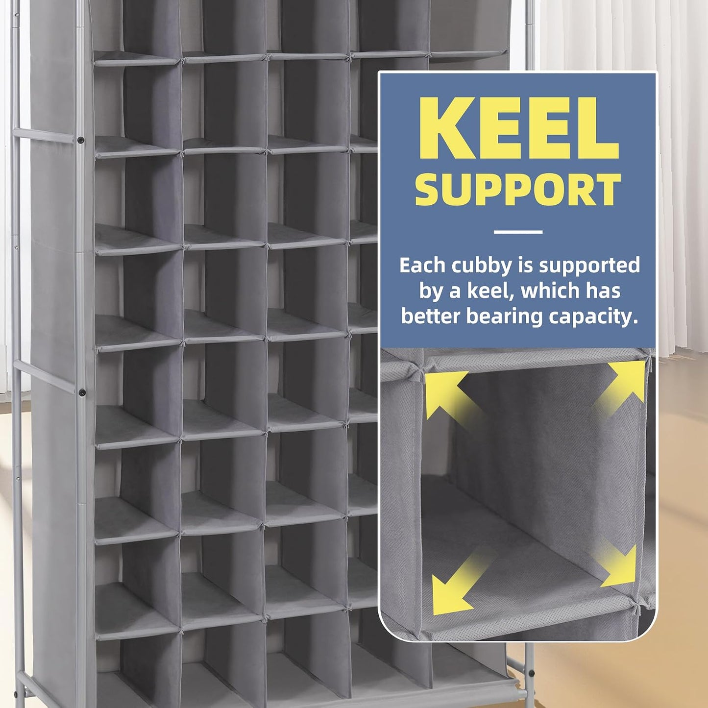STORAGE MANIAC Stackable Shoe Cubby Organizer, Free Standing Shoe Cube Rack for Entryway, Bedroom, Apartment, Closet, 20-Cube Gray