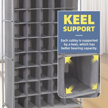 STORAGE MANIAC Stackable Shoe Cubby Organizer, Free Standing Shoe Cube Rack for Entryway, Bedroom, Apartment, Closet, 20-Cube Gray