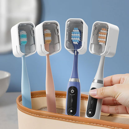 Travel Toothbrush Cover 2PCS,【Innovative Band Design】 Stay Closed Electric Toothbrush Covers Caps, Toothbrush Head Cover for Travel, Camping,Bathroom, Business