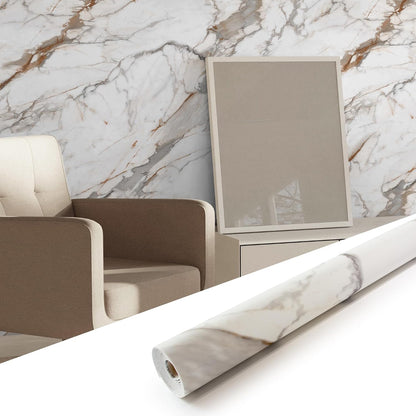 Marble Peel and Stick Waterproof Wall Paneling, 118" x 47" Carrara White Matte Finish Self-Adhesive Backsplash Tile Vinyl Wall Panel for Kitchen Bathroom Wall Decor, Covers 38.75 Sq. Ft.
