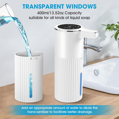 2 Pack Touchless Automatic Soap Dispenser, Smart Sensor Foam Hand Wash Dispenser, USB Rechargeable & Adjustable Customizable for Bathroom Countertop Kitchen Sink, 13.5 oz White Stripes