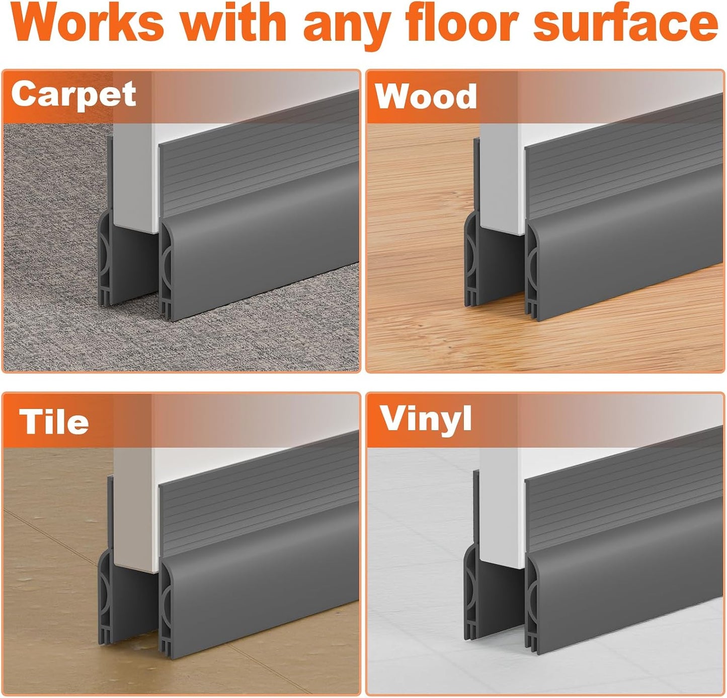 Door Draft Stopper, Door Sweep for Bottom of Door, Weather Stripping Door Seal Gap Filler Bottom Blocker Soundproof Cold Air Insulation Save Energy Installs Quickly and Easily (White, 39‘’)