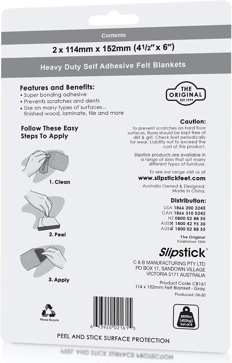 Slipstick Premium Wool Felt Furniture Pads/Floor Protectors (1 Inch Round Value Pack) Includes 40 Heavy-Duty Felt Chair Leg Pads with Self-Stick Adhesive, Gray, CB115