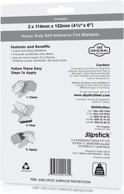 Slipstick Premium Wool Felt Furniture Pads/Floor Protectors (1 Inch Round Value Pack) Includes 40 Heavy-Duty Felt Chair Leg Pads with Self-Stick Adhesive, Gray, CB115