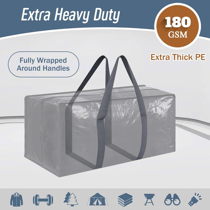 6 Pack Extra Heavy Duty Large Moving Bags with Strong Zipper & Comfortable Handles, Sturdy & Durable Clothes Storage Bags Totes Bins, Blue Packing Moving Boxes for College Supplies, Dark Blue