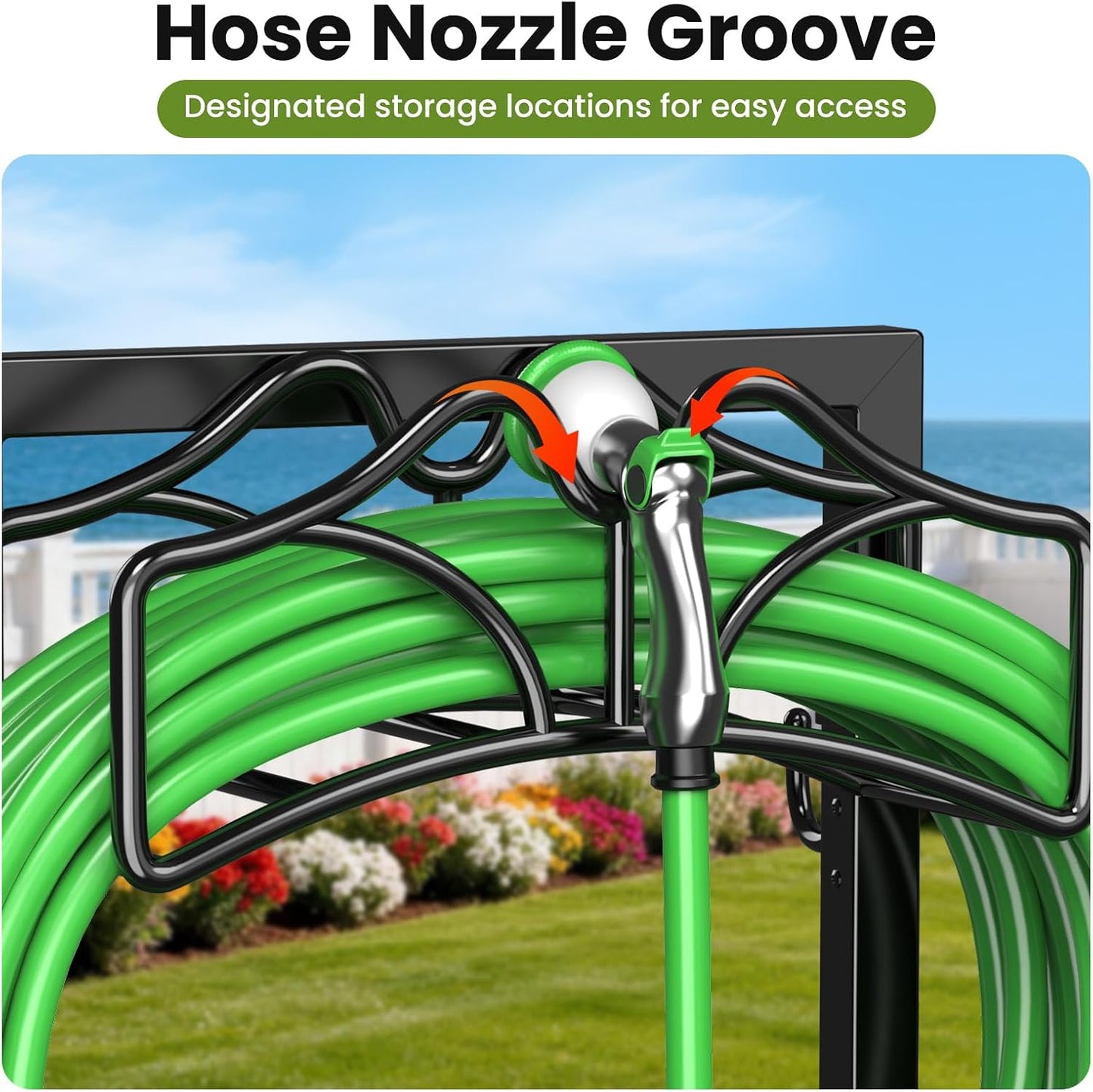 Keten Garden Hose Holder, Detachable Metal Water Hose Holder Stand, Heavy Duty Freestanding Garden Hose Reel Rack and Hose Storage Organizer for Outside Yard