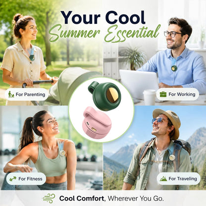Portable Clip-On Fan, Mini Bladeless Waist Fan, 5100RPM 25dB Ultra-Quiet 3-Speed Rechargeable Small Whirlwind Fan, Hands-Free Personal Cooling for Outdoor Travel Office Camping with USB-C