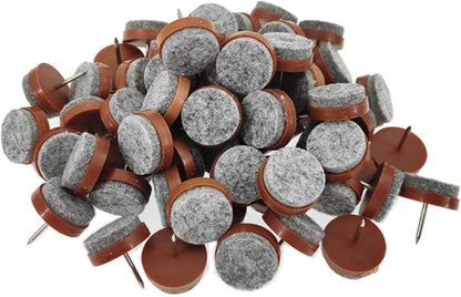 ALIMITOPIA 40pcs Furniture Felt Pad Heavy Duty Nail-on Chiar Slider Glide Pad Floor Protector for Wooden Furniture Chair Tables Leg Feet(Φ18mm or 0.7";Brown)