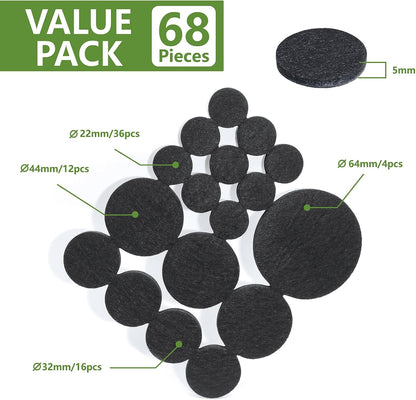 Felt Furniture Pads for Hardwood Floors 48 PCS, Furniture Pads, Floor Protectors for Hardwood Floors, Felt Pads for Furniture, Round, Dark Brown