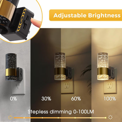 L LOHAS LED Night Light,Dimmable Night Lights Plug into Wall, 2 Pack Acrylic Nightlight with 0-100 LM Adjustable Brightness, 3000K Plug in Night Light with Dusk to Dawn Sensor, for Bathroom Hallway