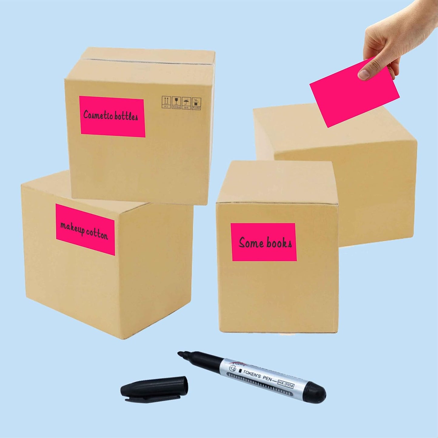 PARLAIM 3 x 5 inch Rectangle Sticker Labels, 250PCS Adhesive Color Coding Stickers for Moving Box Inventory Label, Fluorescent Green