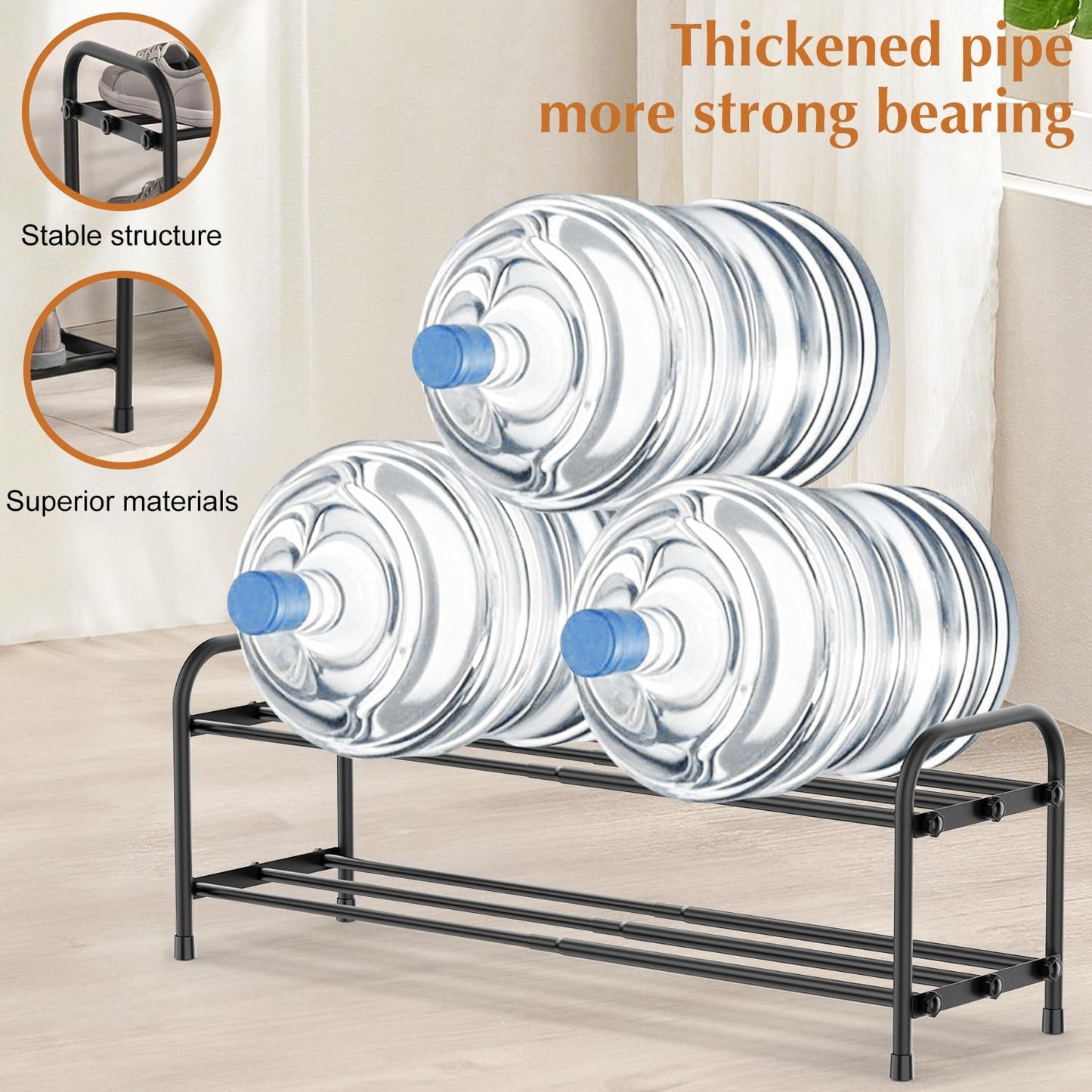 INSMART 3-Tier Expandable Shoe Rack, Stackable and Adjustable Shoes Organizer Storage Shelf, Sturdy and Durable Metal Structure Free Standing Shoe Rack for Closet Entryway Doorway