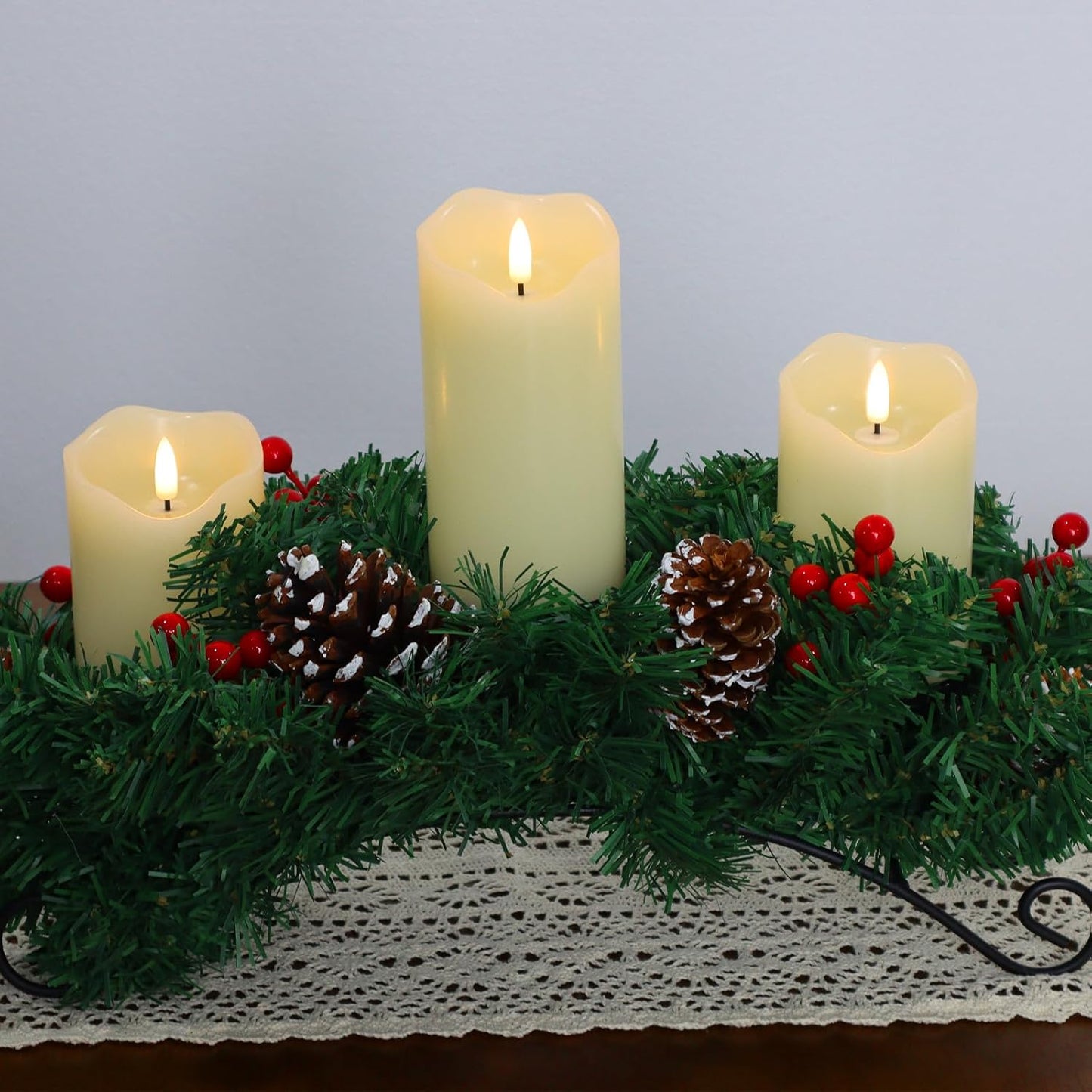 Flameless Candles Battery Operated with Remote Timer, 3D Flame Flickering, Last 500+ Hours Battery Candles, Ivory Real Wax LED Pillar Candle for Wedding Home Christmas Decorations, Set of 3