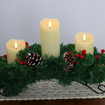 Flameless Candles Battery Operated with Remote Timer, 3D Flame Flickering, Last 500+ Hours Battery Candles, Ivory Real Wax LED Pillar Candle for Wedding Home Christmas Decorations, Set of 3