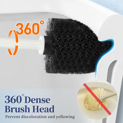 HAMITOR Toilet Bowl Brush Holder Set: 2 Pack Modern Deep Cleaning Bathroom Toilet Scrubber with Caddy for rv - Rim Decorative Accessories Cleaner Brushes for Toilet - Bronze1