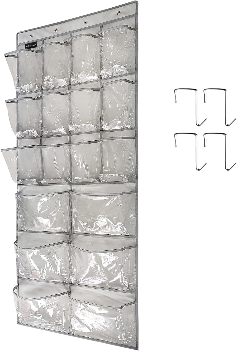 Extra Large Hanging Crystal Clear Over Door Shoe Organizers, Closet Shoe Organizer Shoe Rack Organizer Shoe Storage, 12+6Pockets, 4Hooks, white (59"x 21.6")