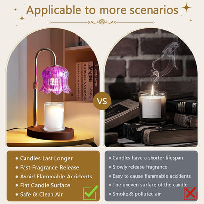 CRMILL Candle Warmer Lamp Electric Timer - Candles Warming Light Height Adjustable Dimmable Warmers Flower Lamps No Flame Heat Warm Melt Wax Jar Modern Home Decor Table Lights for Home Living Bedroom