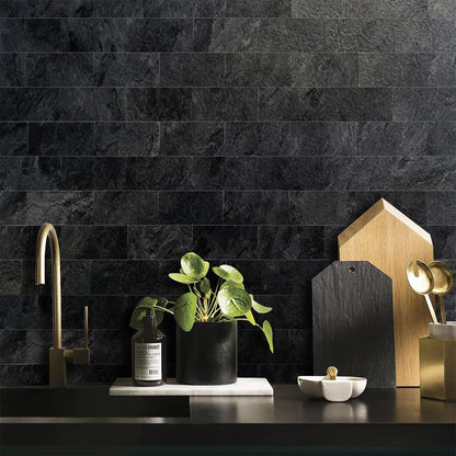 AULIGET 100 Piece Rust Slate Peel and Stick Backsplash Wall Tiles, 3" x 6" PVC Faux Stone Stick on Tiles for Backsplash Kitchen, Bathroom, Laundry Room, Camper, Fireplace