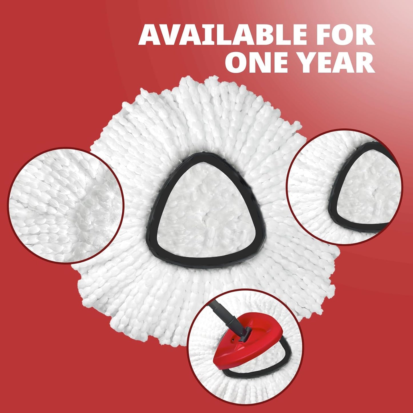 [2026 New Version] Mop Head Replacement - 40% More Cleaning Power, 3 Pack Spin Mop Replacement Head for Easy Wring 1-Tank System, Easy Cleaning, Microfiber and Machine Washable