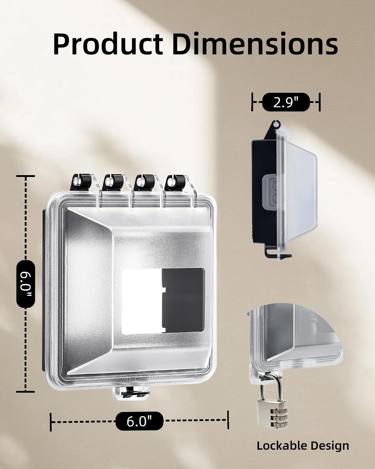 Outdoor Outlet Cover,1-Gang Weatherproof Lockable Receptacle Cover | In-Use PC Outlet Cover,Extra-Duty,Horizontal/Vertical Mount,Compatible with GFCI,Duplex Outlets and Switches for Outdoor Use