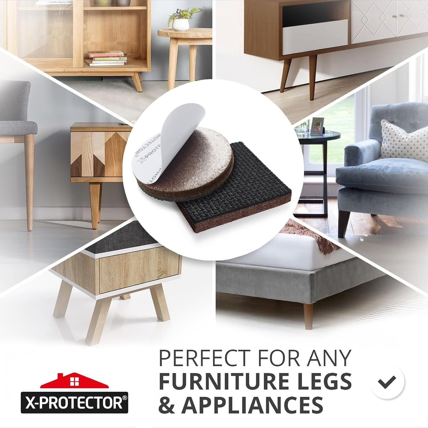 X-PROTECTOR Non Slip Furniture Pads – 12 Premium Furniture Grippers 3"! Best SelfAdhesive Rubber Feet Furniture Feet – Ideal Non Skid Furniture Pad Floor Protectors – Keep Furniture in Place!