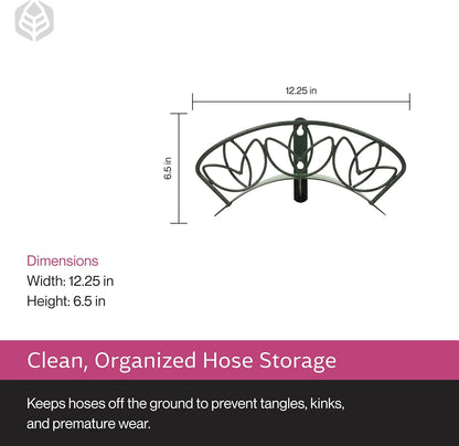 Yard Butler Heavy Duty Wall-Mounted Hose Hanger - Garden Hose Holder for Convenient Organization - Holds up to 125 Feet - Powder Coated Steel - Heavy Duty Bracing - Classic Design, Green