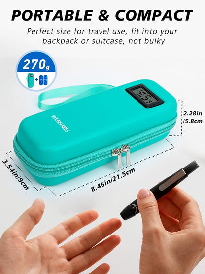 YOUSHARES Insulin Cooler Travel Case with Temperature Display - Refrigerated Medicine Cooling Bag with 2 TSA Approved Ice Pack, Medication Pen Diabetic Supplies Organizer for Trip and Daily