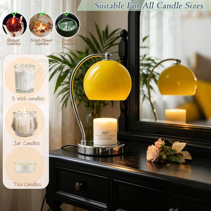 Candle Lamp Warmer, Wide Base Scented Candle Warmer with Timer and Dimmer, Modern Candle Melting Lattern, Home Decor Table Lamp (Silver)
