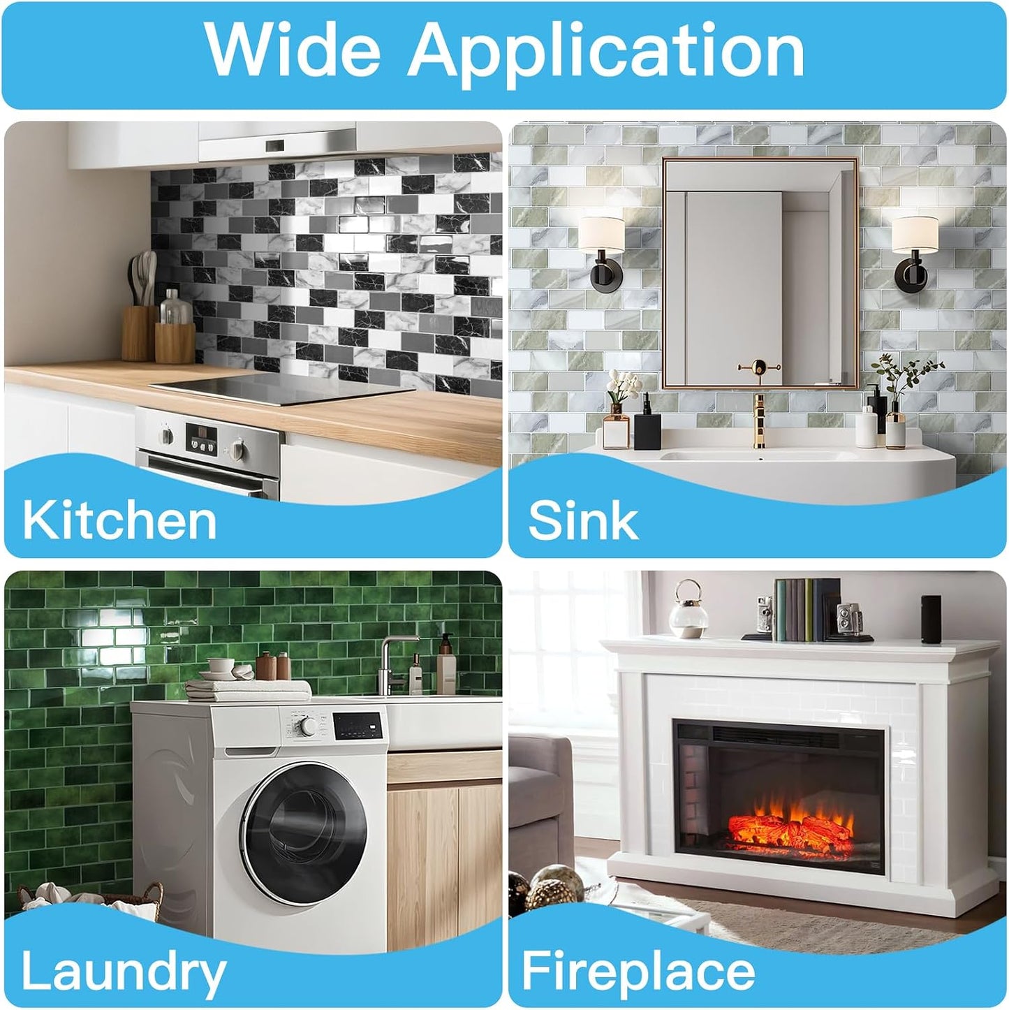 Art3d Peel and Stick Backsplash for Kitchen White Subway (10 Tiles, Thicker Design)