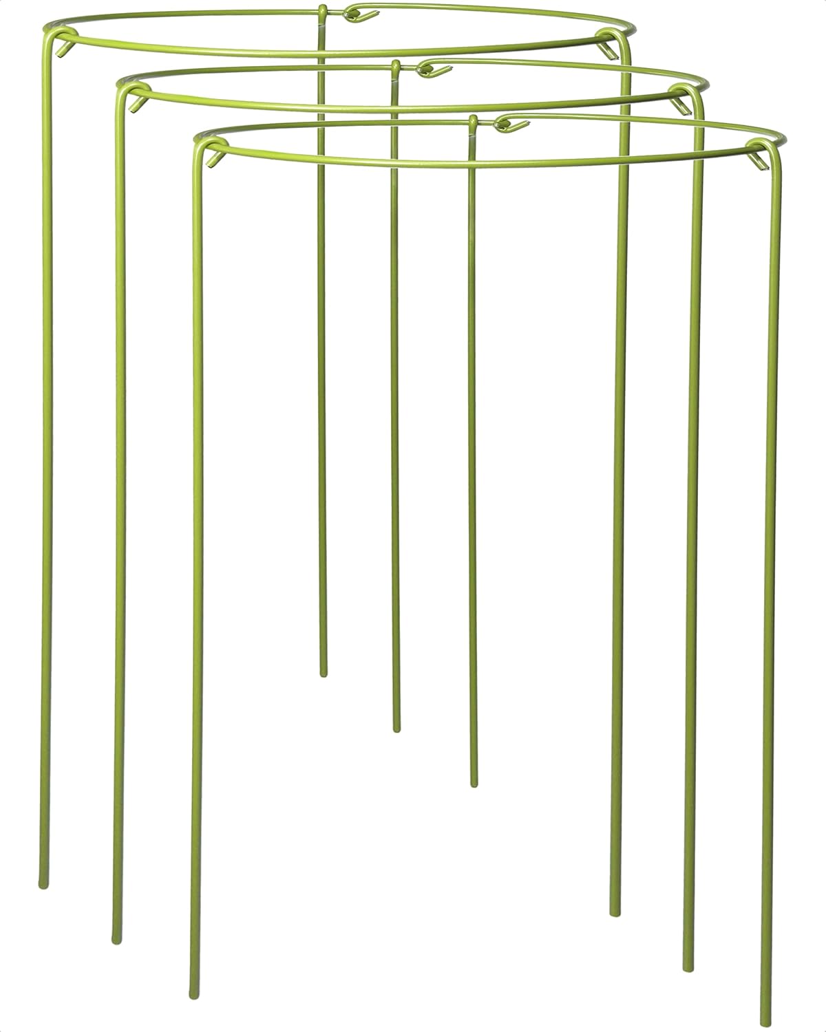 3-Pack Heavy Duty Plant Support Stakes, Metal Plant Ring Cages for Indoor Outdoor Plants, Adjustable Garden Stakes for Orchids, Monstera, Pothos, Hydrangea, Vines & Potted Plant (10" W x 17" H)