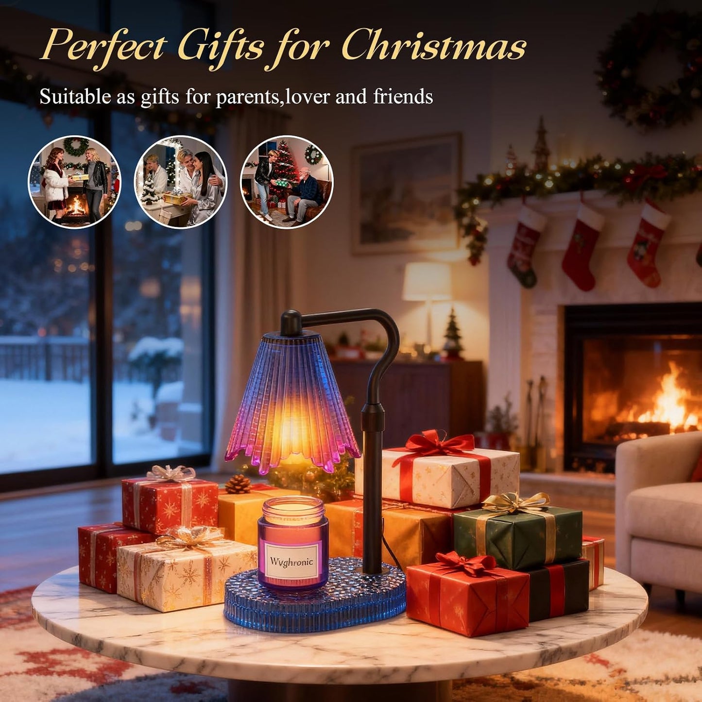 Candle Warmer Lamp with Timer & Dimmable 4-Level Brightness - Adjustable Height,for New Home Bedroom, Gifts for Women(Blue)