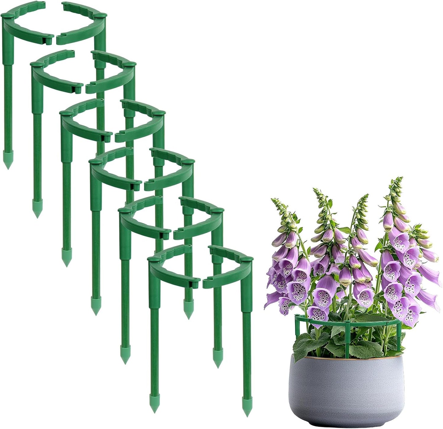 12 Pack Plant Support Stakes, 6.3 x 5.9 Inch Plastic Plant Cage Holders | Half Round Plants Support, Garden Flower Stakes, for Indoor Outdoor Climbing Plants Vegetable Flower Pot