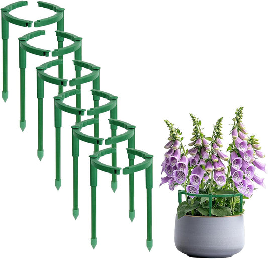 12 Pack Plant Support Stakes, 6.3 x 5.9 Inch Plastic Plant Cage Holders | Half Round Plants Support, Garden Flower Stakes, for Indoor Outdoor Climbing Plants Vegetable Flower Pot
