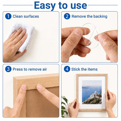 48PCS Nano Double Sided Adhesive Pads,Waterproof No Damage Removable Heavy Duty Mounting Tapes,Clear Residue-Free Strong Sticky Pads for Walls,Hanging Pictures, DIY Craft Home Office