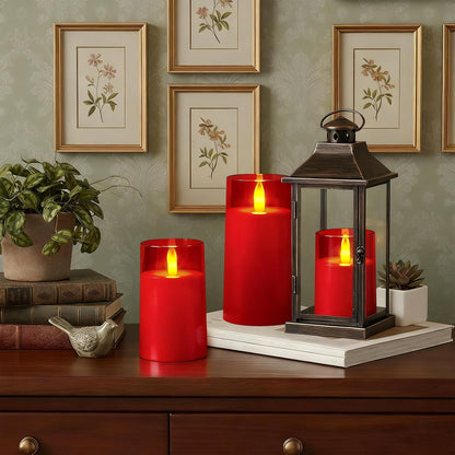 Raycare Flameless Electronic Pillar Candles with Remote Control and Timer- Battery Operated Realistic Flickering LED Fake Candle for Home, Wedding, Valentine's Day, Decor,White,Set of 2(3"x6"6")