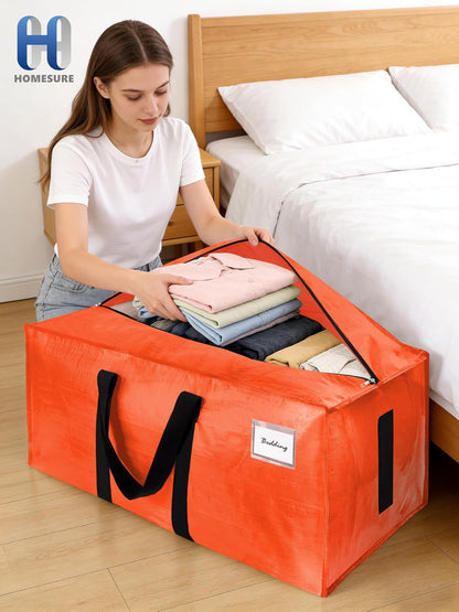 HOMESURE Supports 200lbs Heavy Duty Moving Bags - Strong Zipper & Wrap-Around Handles - Water-Resistant Storage Totes, Durable Alternative to Moving Boxes - 8 Pack - Semi-Transparent