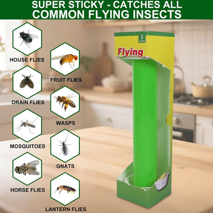 Fly Stick Sticky Fly Traps for Indoors Outdoor 12pk, Sticky Hanging Fly Stick, Flying Insect Trap, wasp Trap（Fluorescent Strip Yellow）