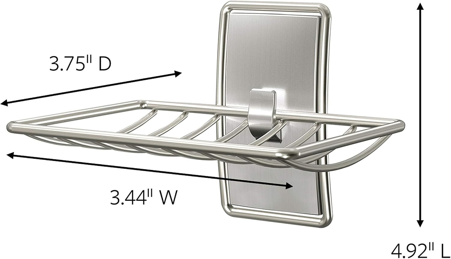 Command Soap Dish for Shower, Damage Free Hanging Bathroom Soap Dish, No Tools Bar Soap Holder, 1 Satin Nickel Soap Dish and 2 Water-Resistant Command Strips