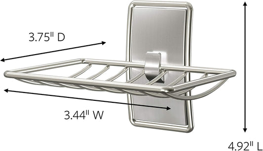 Command Soap Dish for Shower, Damage Free Hanging Bathroom Soap Dish, No Tools Bar Soap Holder, 1 Satin Nickel Soap Dish and 2 Water-Resistant Command Strips