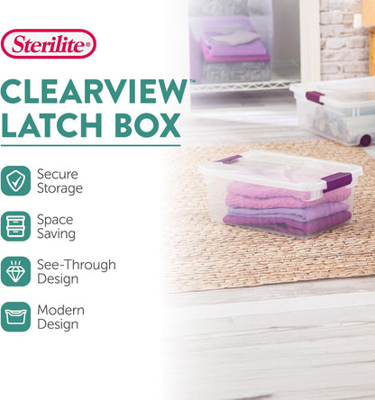 Sterilite 8-Pack 60 Quart ClearView Latch Box, Wheeled Underbed Organizer Bins with Latching Lids - Clear Plastic Organization Containers for Closet, Bedroom, Shelving Units and Everyday Home Storage