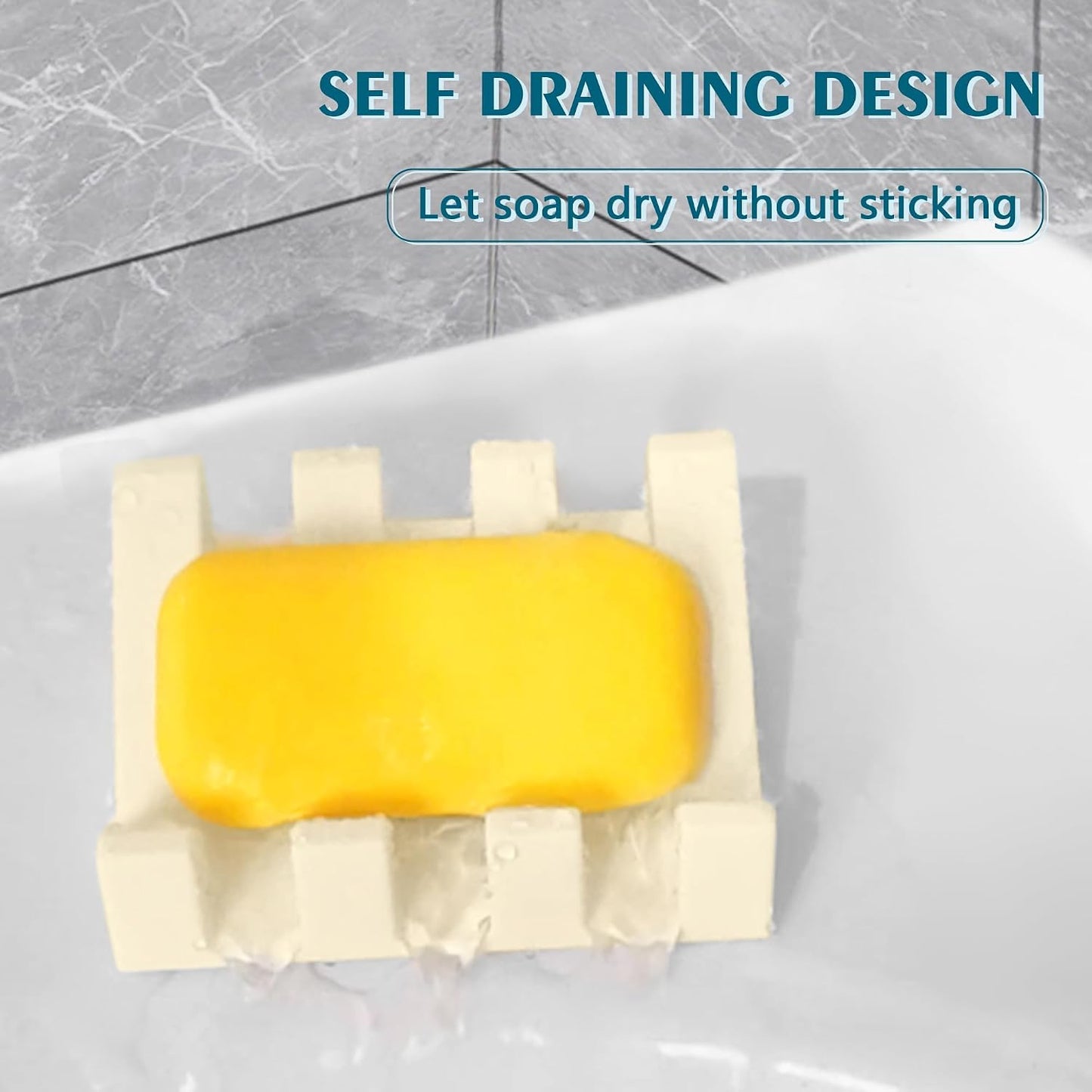 Self Draining Soap Dish Holder,Silicone Soap Dish,for Bathroom,Kitchen, Sponges，Can Extend Soap Life，Keep Soap Bars Dry and Easy Cleaning (White,1-Pack) - Colors B