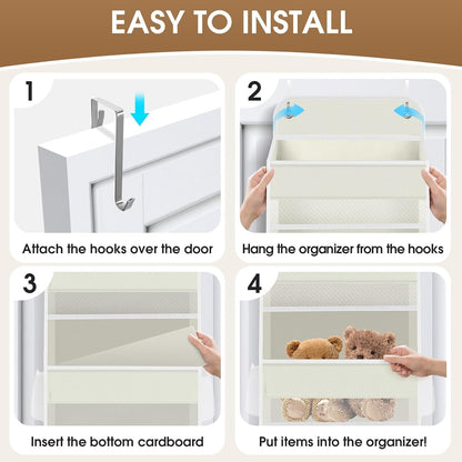 SpaceHacks 1 Pack Over The Door Organizer, Hanging Storage Organizer with Clear Window, 40lb Ultra Sturdy Large Capacity Room Organizer for Pantry Laundry Bathroom Nursery Closet Baby Essential (Grey)