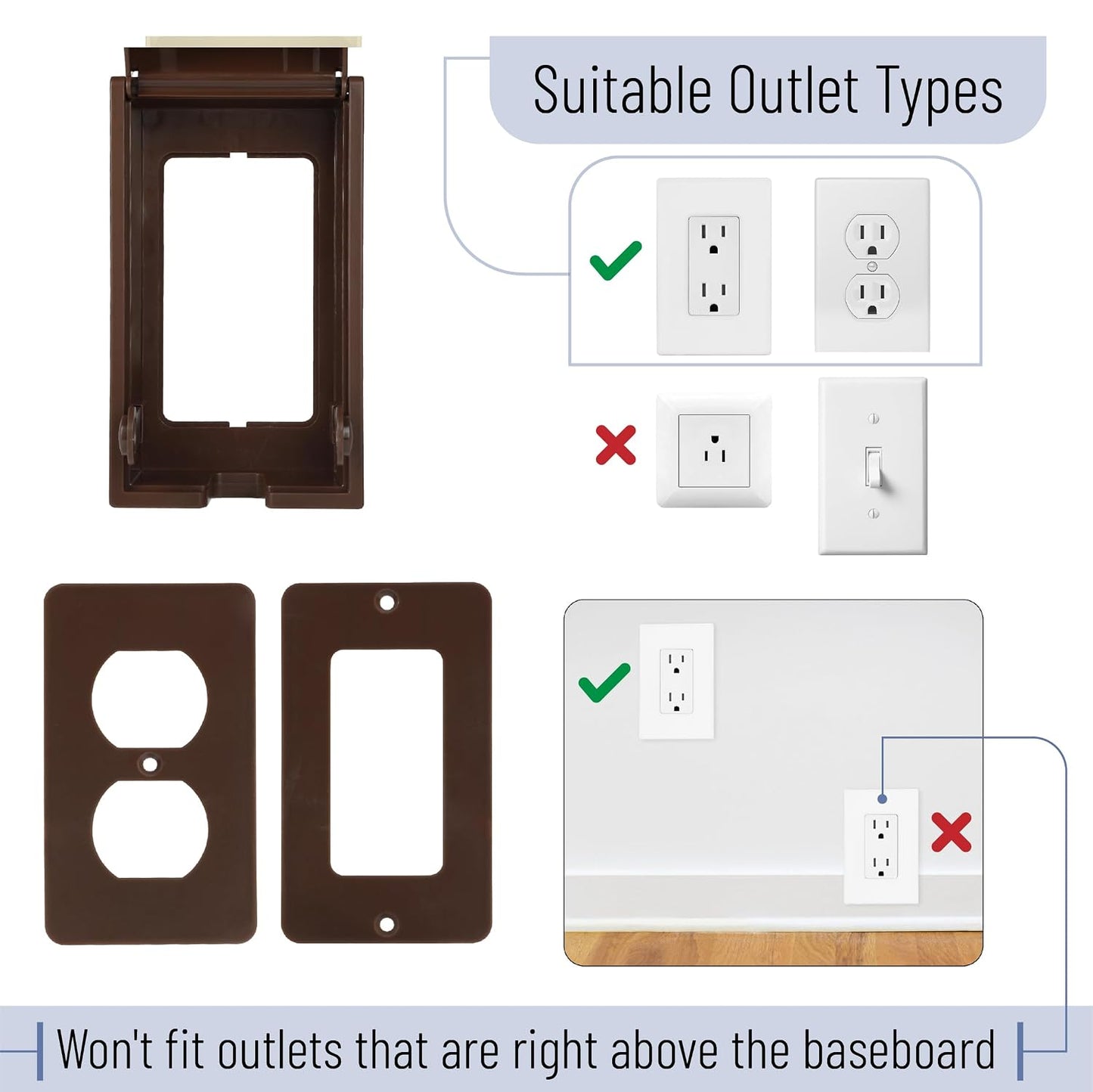 Bates Baby Safety Outlet Cover Box - Plug Covers for Electrical Outlets, Child Proof Outlet Cover, Socket Covers for Outlets