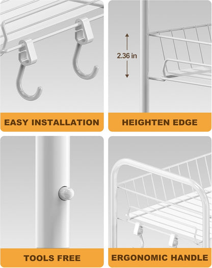 Mythinglogic 4 Tier Rolling Cart with 360° Wheels, Snack Cart, Removable Wire Baskets, Metal Utility Storage Rack for Kitchen, Bathroom, Laundry Room, Office