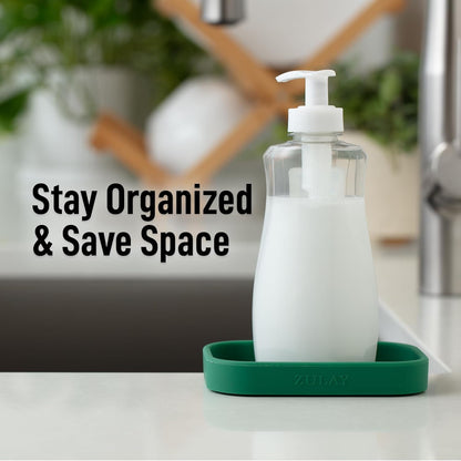 Zulay Kitchen (9x3.5in) Sponge Holder for Kitchen Sink - Flexible Heavy-Duty Multipurpose Sink Caddy - Counter Organizer for Kitchen, Bathroom, Makeup, Trinkets & More! (Grey)